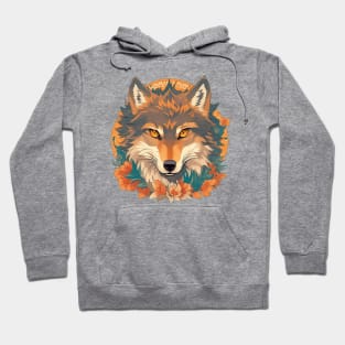 Wolf face with flowers t-shirt design, apparel, mugs, cases, wall art, stickers, Hoodie